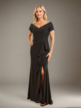 Trumpet/Mermaid V-Neck Floor-Length Chiffon Mother of the Bride Dress with Ruffles